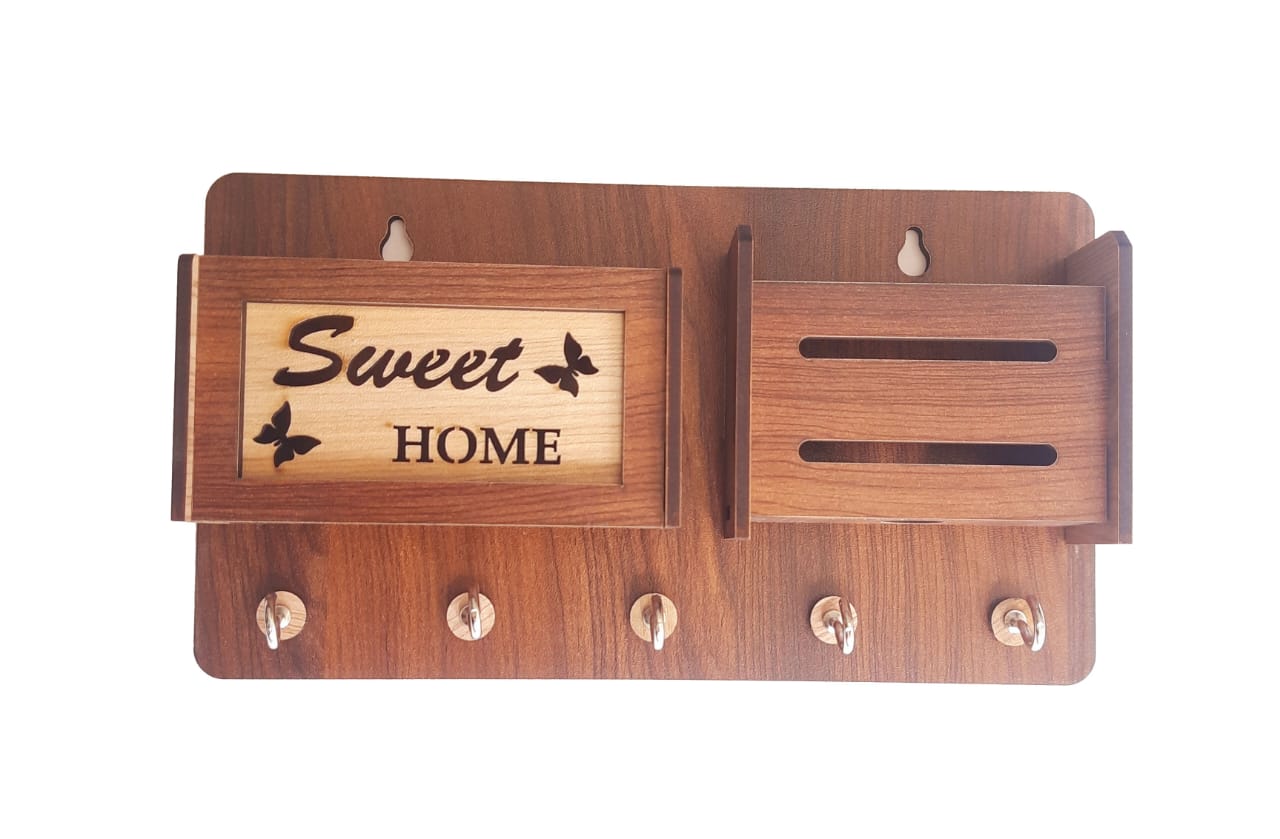 Sweet Home Butterfly Wooden Phone Stand & Keyholder